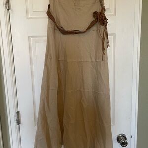 Roz & Ali Linen Beige Maxi Skirt